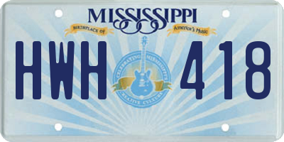MS license plate HWH418