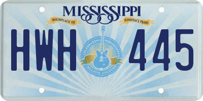 MS license plate HWH445