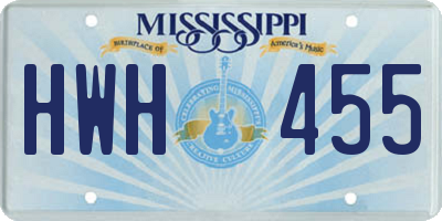 MS license plate HWH455