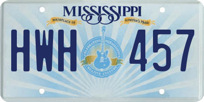 MS license plate HWH457