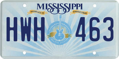 MS license plate HWH463