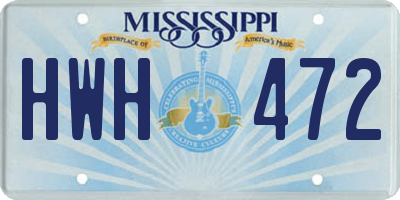 MS license plate HWH472