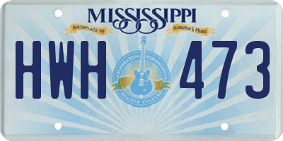 MS license plate HWH473