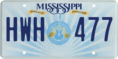 MS license plate HWH477