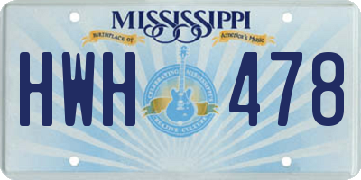 MS license plate HWH478