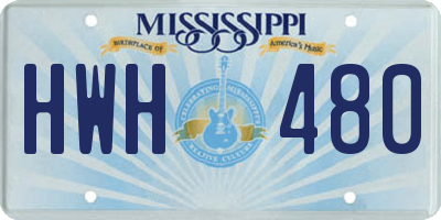 MS license plate HWH480