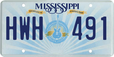 MS license plate HWH491