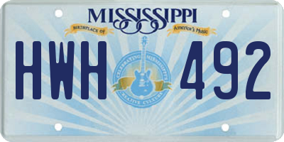 MS license plate HWH492