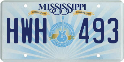 MS license plate HWH493