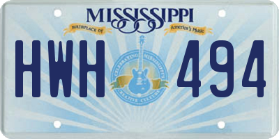 MS license plate HWH494