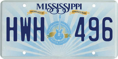MS license plate HWH496
