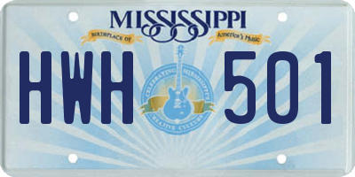 MS license plate HWH501