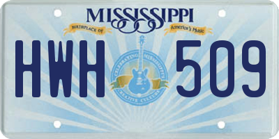 MS license plate HWH509