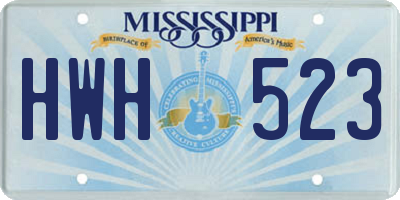MS license plate HWH523