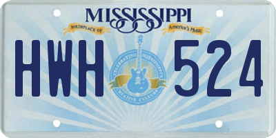 MS license plate HWH524