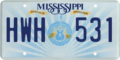 MS license plate HWH531