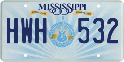 MS license plate HWH532