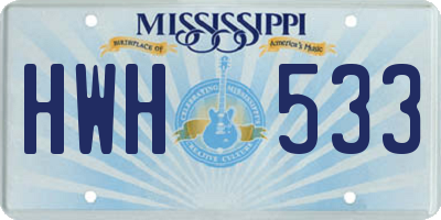 MS license plate HWH533