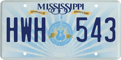 MS license plate HWH543