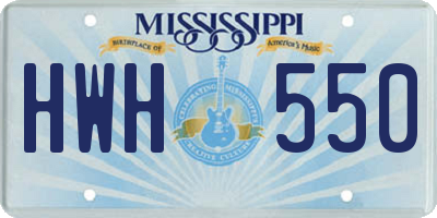 MS license plate HWH550