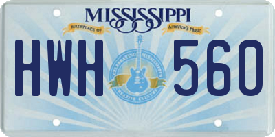 MS license plate HWH560