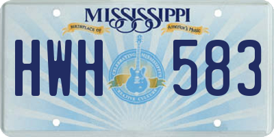 MS license plate HWH583