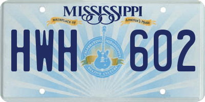 MS license plate HWH602