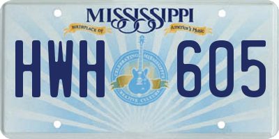 MS license plate HWH605