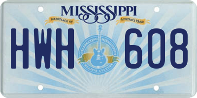 MS license plate HWH608