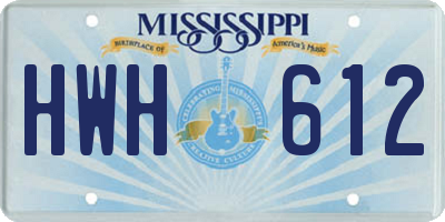MS license plate HWH612