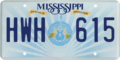 MS license plate HWH615