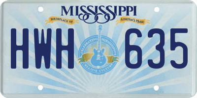 MS license plate HWH635