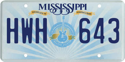 MS license plate HWH643