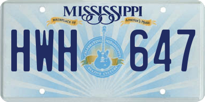 MS license plate HWH647