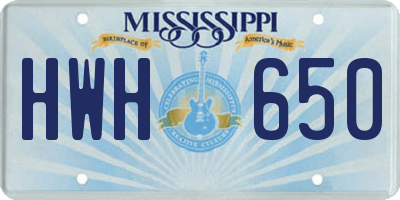 MS license plate HWH650