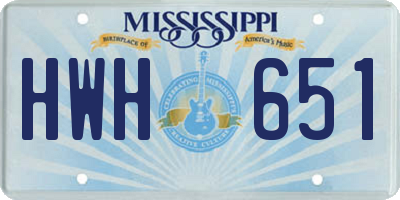 MS license plate HWH651