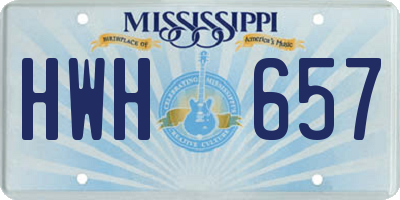 MS license plate HWH657