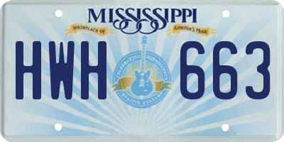 MS license plate HWH663