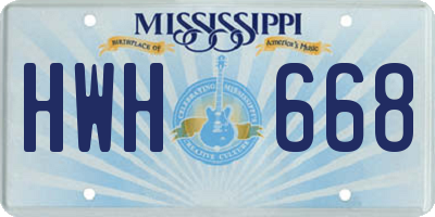MS license plate HWH668