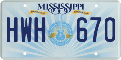MS license plate HWH670