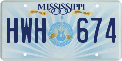 MS license plate HWH674