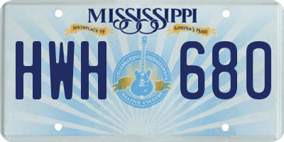 MS license plate HWH680