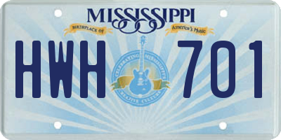 MS license plate HWH701