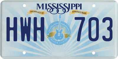 MS license plate HWH703