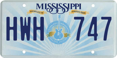 MS license plate HWH747