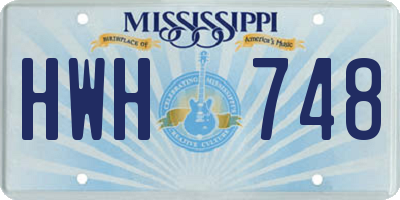 MS license plate HWH748