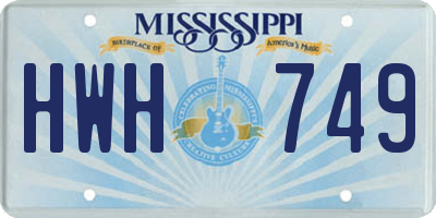 MS license plate HWH749