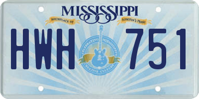 MS license plate HWH751