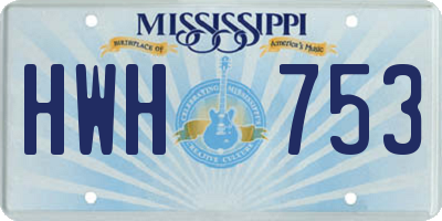 MS license plate HWH753