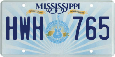 MS license plate HWH765